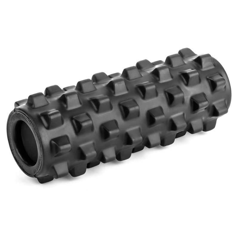 RUMBLE ROLLER رومبلرولر - أسطوانة رغوة عضلية ذات ملمس قوي للغاية تعالج الأنسجة الرخوة مثل معالج التدليك (أسود، مدمج) - Image 1