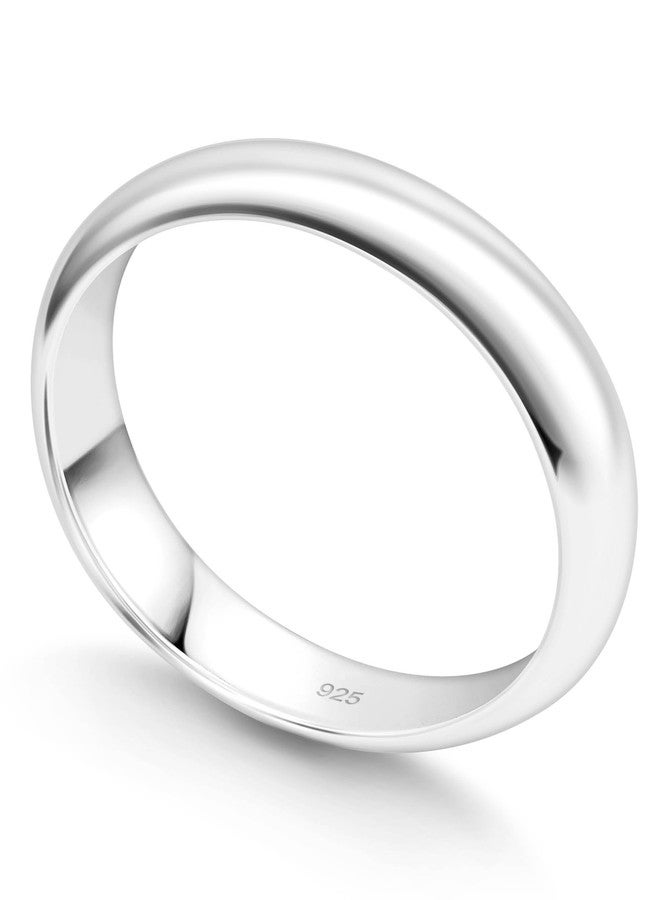 KEZEF Sterling Silver 4mm Comfort Fit Ring, Unisex Wedding Band for Her & Him, Size 8, Hypoallergenic, High Polished, Gift Box Included - Image 1
