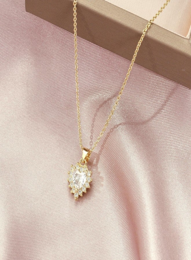 SALTY Anti Tarnish Diamond Love Pendant Necklace for Women | Stylish Locket Chain | Latest Fashion Jewellery Accessories for Girls | Minimal Jewelry | Gift for Mother's Day | Marriage, Birthday | Gift for Valentine Day - Image 4