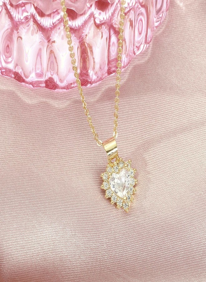SALTY Anti Tarnish Diamond Love Pendant Necklace for Women | Stylish Locket Chain | Latest Fashion Jewellery Accessories for Girls | Minimal Jewelry | Gift for Mother's Day | Marriage, Birthday | Gift for Valentine Day - Image 5
