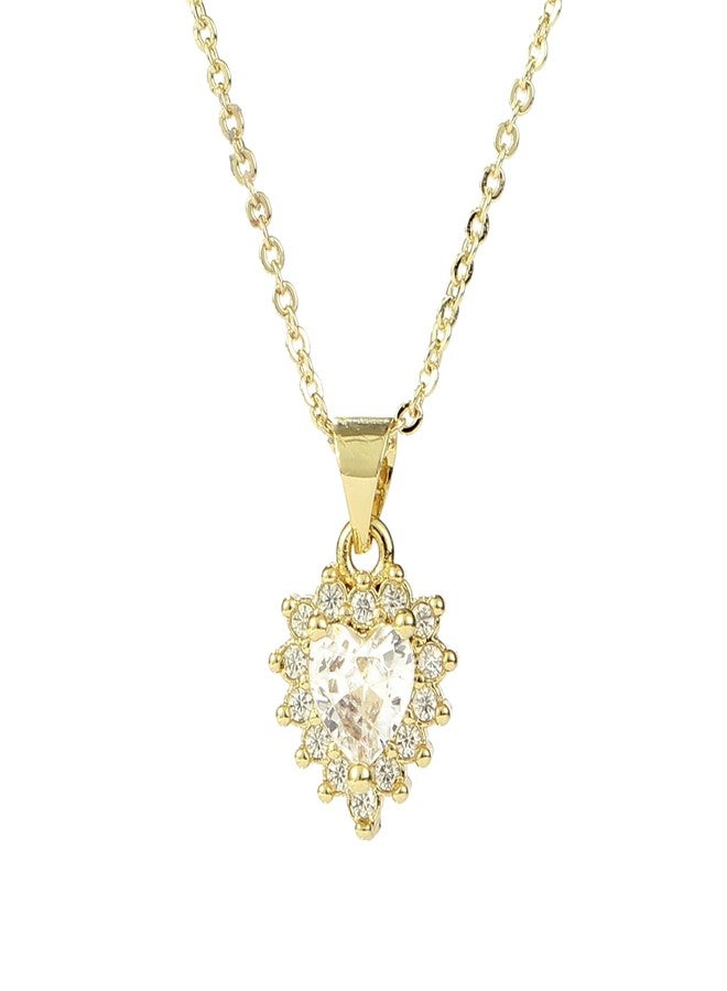 SALTY Anti Tarnish Diamond Love Pendant Necklace for Women | Stylish Locket Chain | Latest Fashion Jewellery Accessories for Girls | Minimal Jewelry | Gift for Mother's Day | Marriage, Birthday | Gift for Valentine Day - Image 1