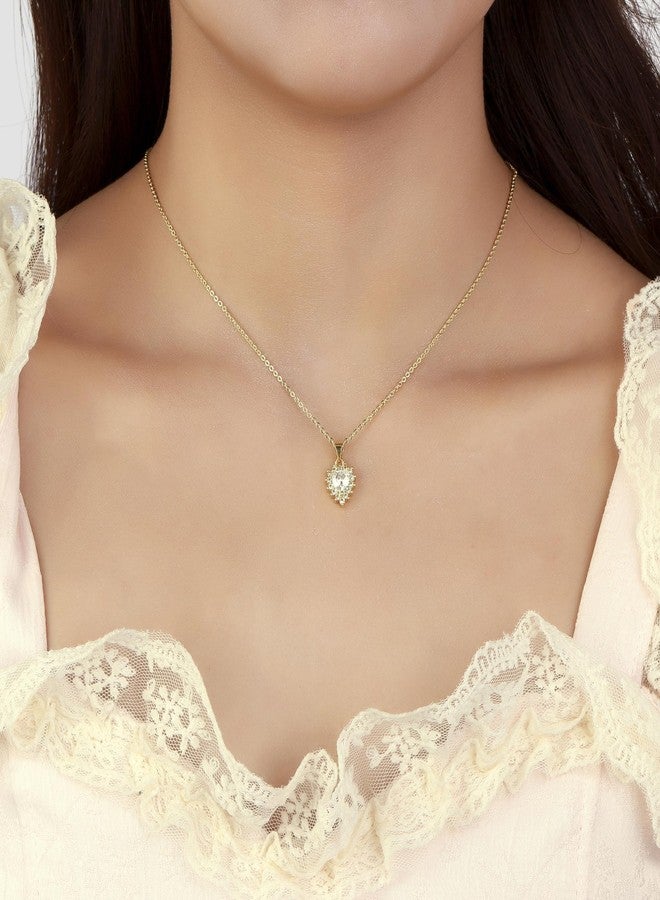 SALTY Anti Tarnish Diamond Love Pendant Necklace for Women | Stylish Locket Chain | Latest Fashion Jewellery Accessories for Girls | Minimal Jewelry | Gift for Mother's Day | Marriage, Birthday | Gift for Valentine Day - Image 3