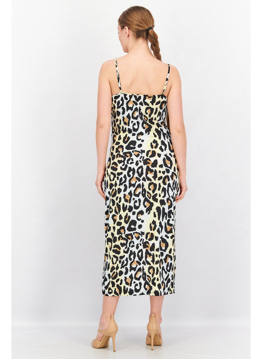 Vila Women Animal Print Midi Dress, Black Combo  - Image 2