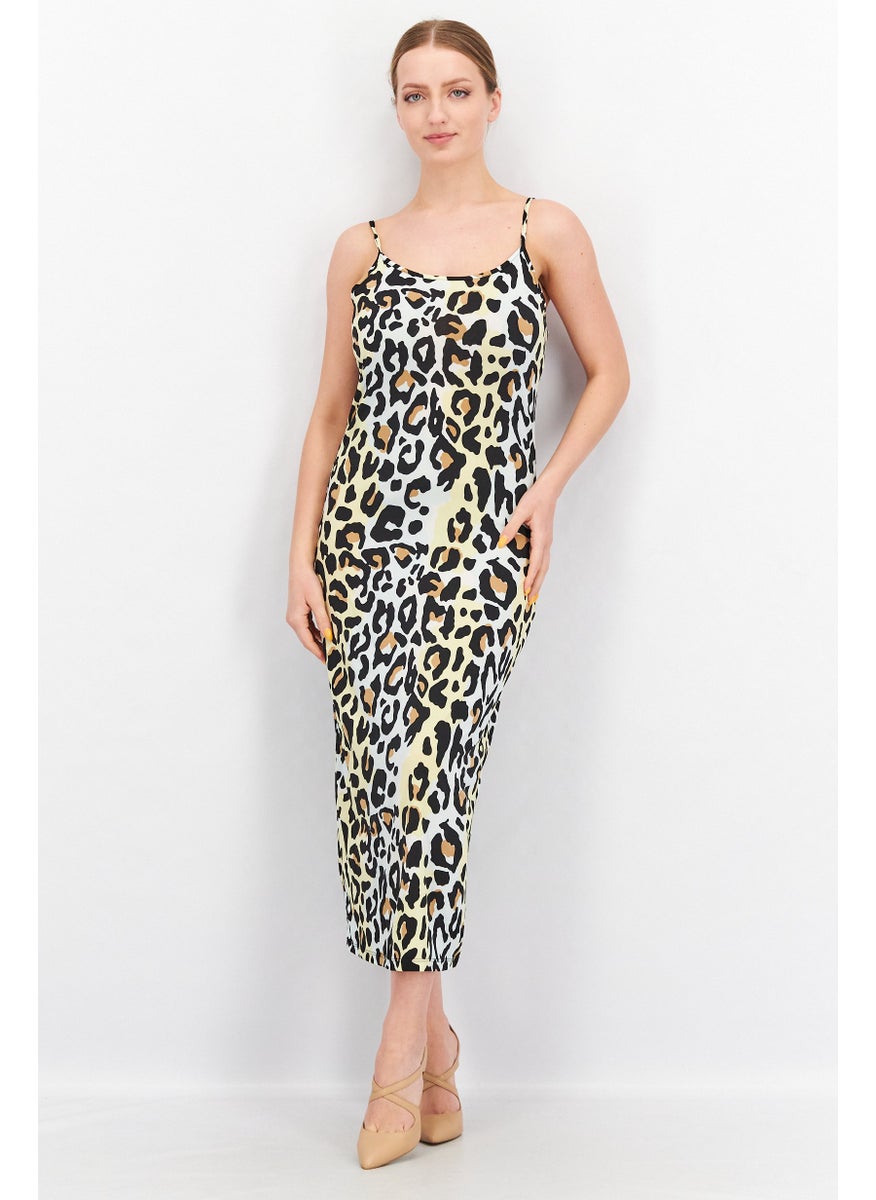Vila Women Animal Print Midi Dress, Black Combo  - Image 1