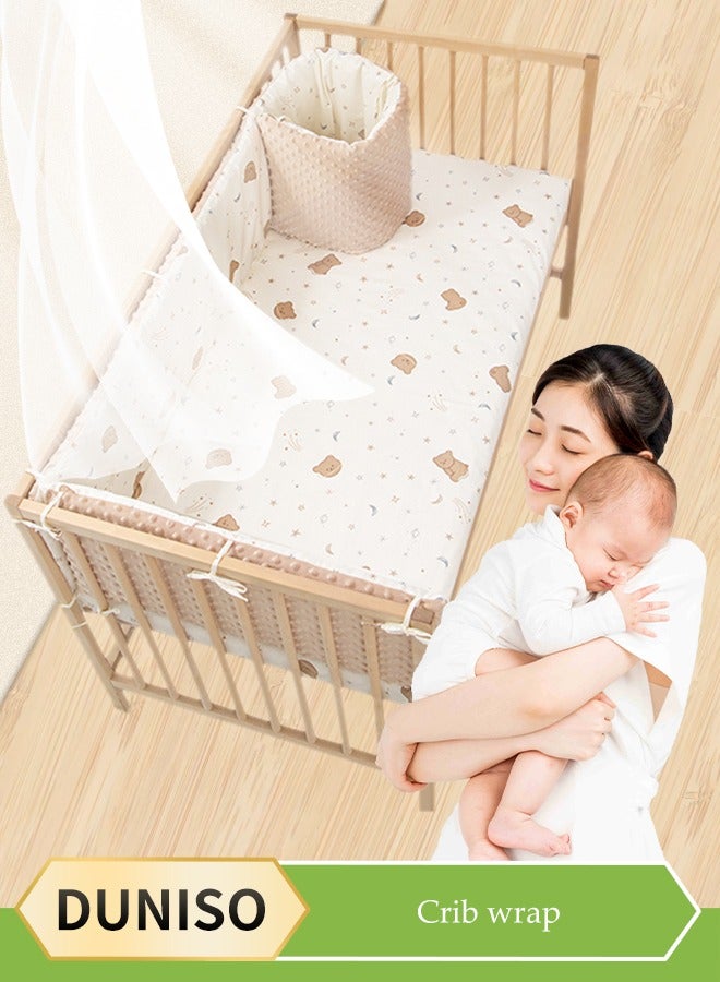 DUNISO Baby Crib Bumper Breathable, anti collision crib cushion, rectangular crib protective pad, can be spliced and bent, four season universal，suitable for boys and girls, 180 * 30*3cm - Image 1