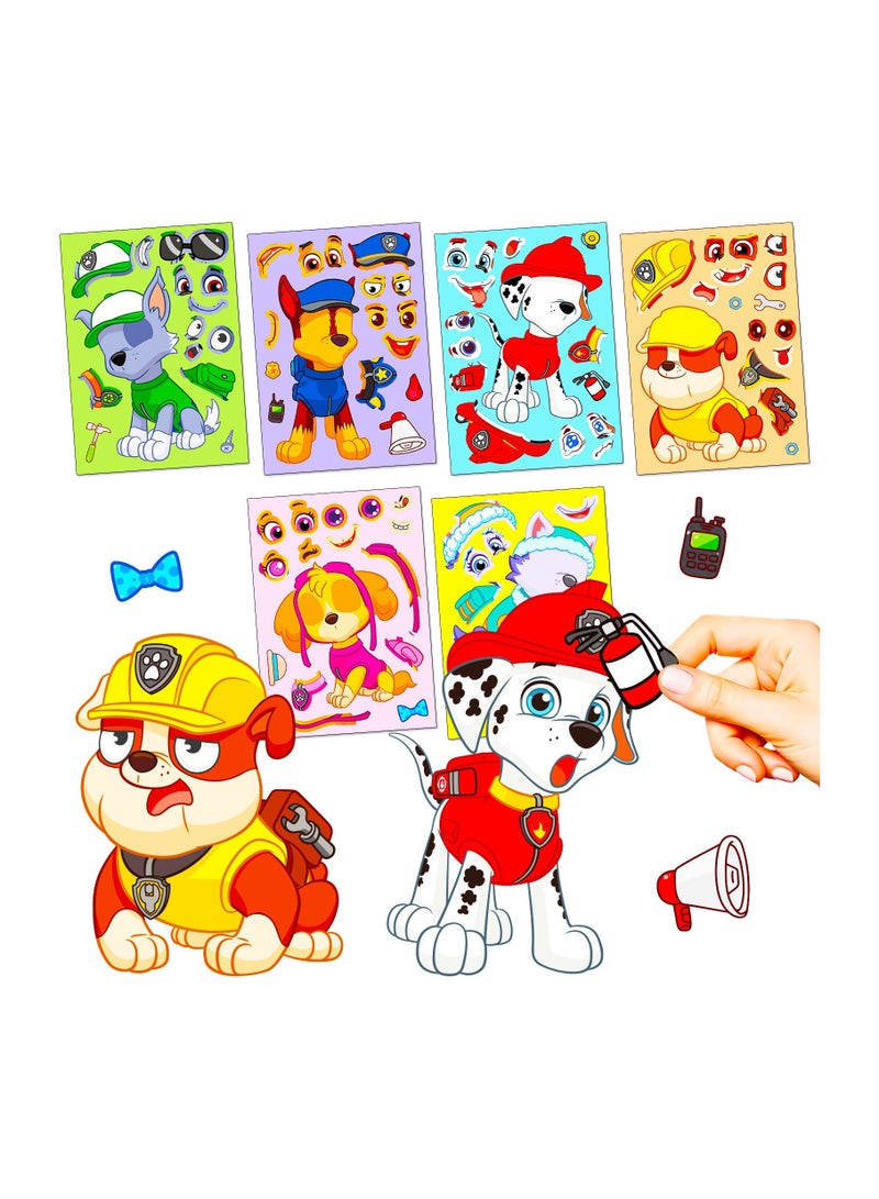 6pcs cute cartoon dog decal make a face DIY stickers for laptop phone water cup guitar diary waterproof puzzle toy - Image 1