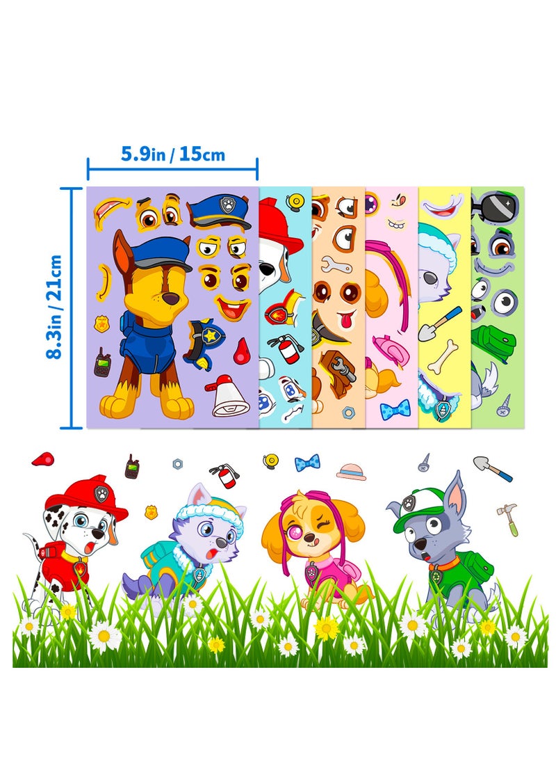6pcs cute cartoon dog decal make a face DIY stickers for laptop phone water cup guitar diary waterproof puzzle toy - Image 2