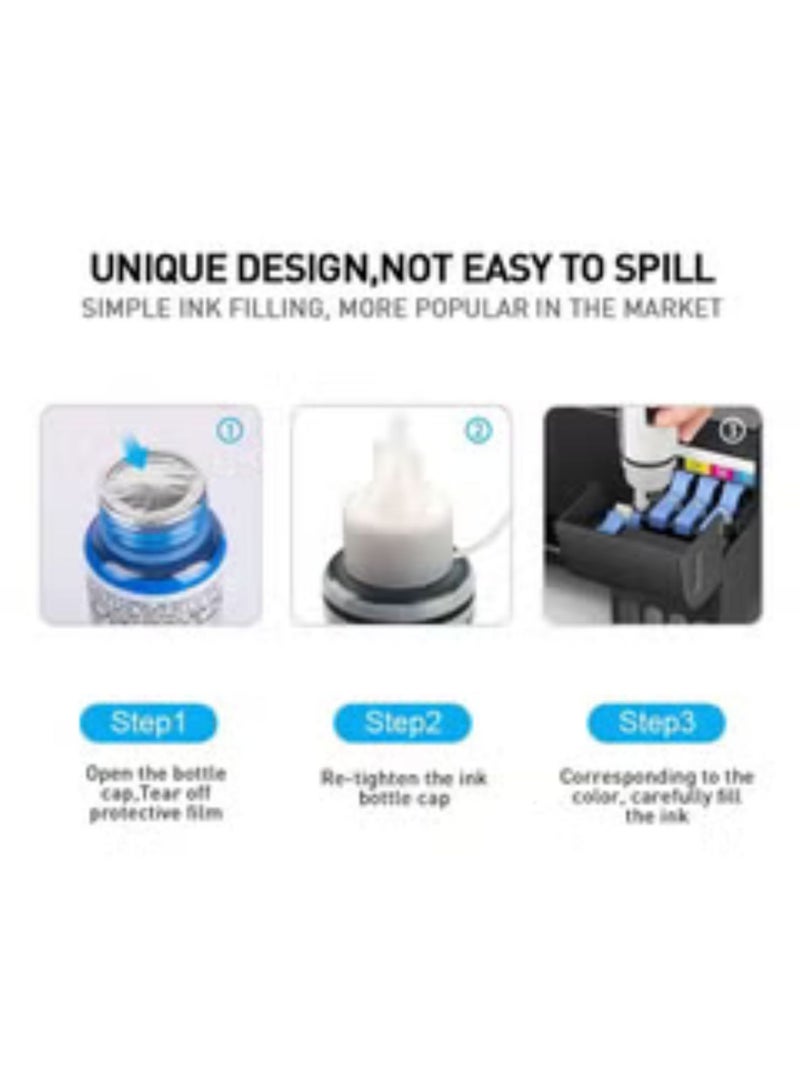 تيرابايت مجموعة حبر 101 لإبسون لـ EcoTank 4 عبوات أسود سماوي أرجواني أصفر لطابعة L4150 L4160 L6160 L6170 L6176 L6190 L14150 - Image 4