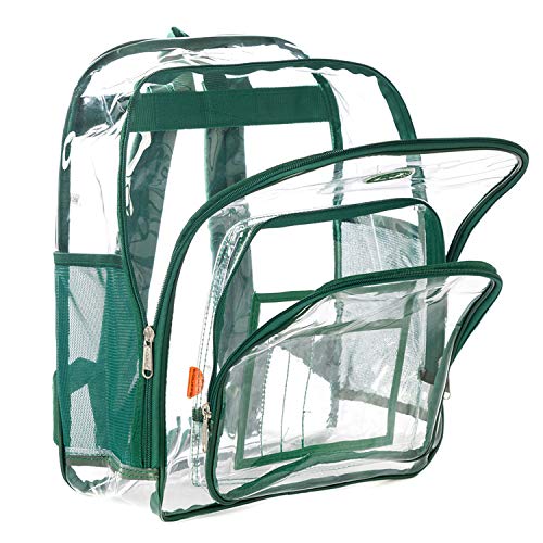K-Cliffs Clear Backpack Heavy Duty See Through Student Bookbag Large Durable School Bag Quality Transparent PVC Travel Security Workbag Green - Image 4