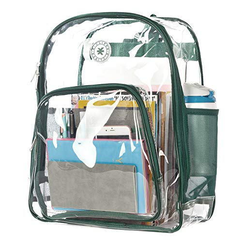 K-Cliffs Clear Backpack Heavy Duty See Through Student Bookbag Large Durable School Bag Quality Transparent PVC Travel Security Workbag Green - Image 1