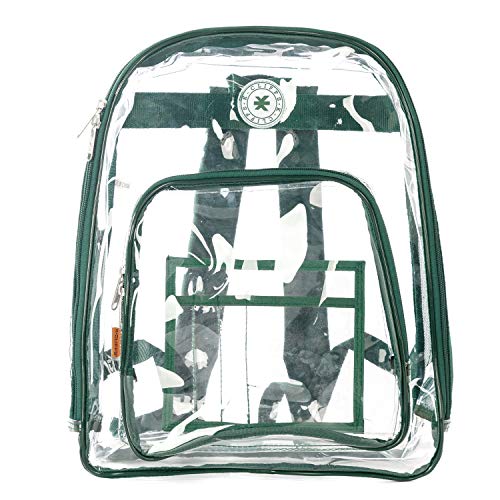 K-Cliffs Clear Backpack Heavy Duty See Through Student Bookbag Large Durable School Bag Quality Transparent PVC Travel Security Workbag Green - Image 3