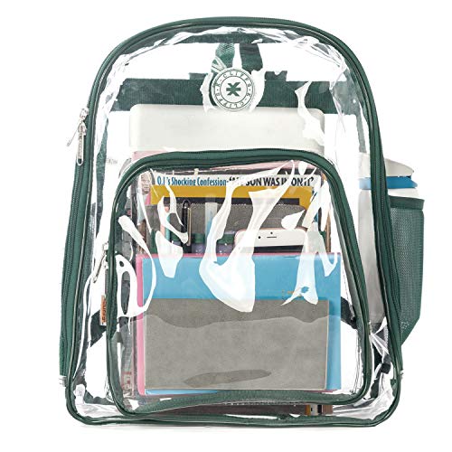 K-Cliffs Clear Backpack Heavy Duty See Through Student Bookbag Large Durable School Bag Quality Transparent PVC Travel Security Workbag Green - Image 2