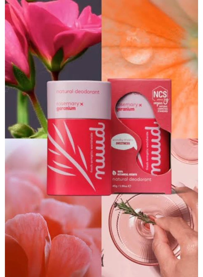nuud Rosemary x Geranium Stick Natural Deodorant 45g - Image 2