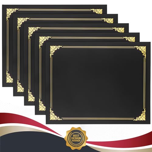 Coidea 10 Packs Certificate Holders, Black Certificate Covers, Diploma Holders, Certificate Folders with Gold Foil Border for Letter Size 8.5" x 11" Certificates, Diploma, Documents, Award Cover - Image 1