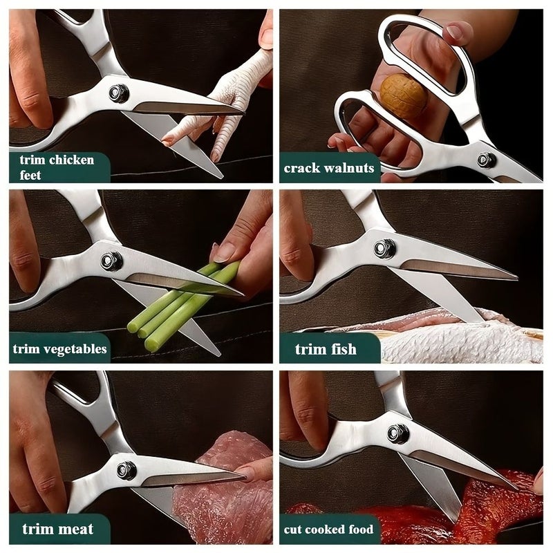 Stainless Steel Kitchen Shears Multifunctional Household Scissors Commercial Fish Scaling Bone Cutting Food Grade - Image 5