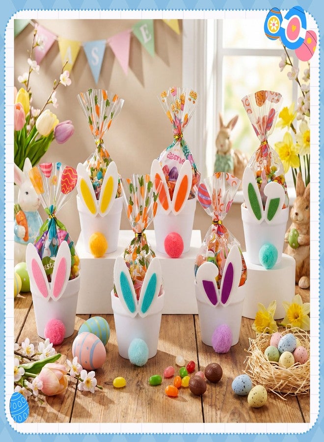 Vertintong 24 Sets DIY Easter Gifts Bunny Crafts Easter Decoration with 24 Pots 24 Rabbit Ear Felt 36 Bunny Egg Chick Goodie Bags 24 Pom Poms for School Family Activities Spring Party Favors - Image 4