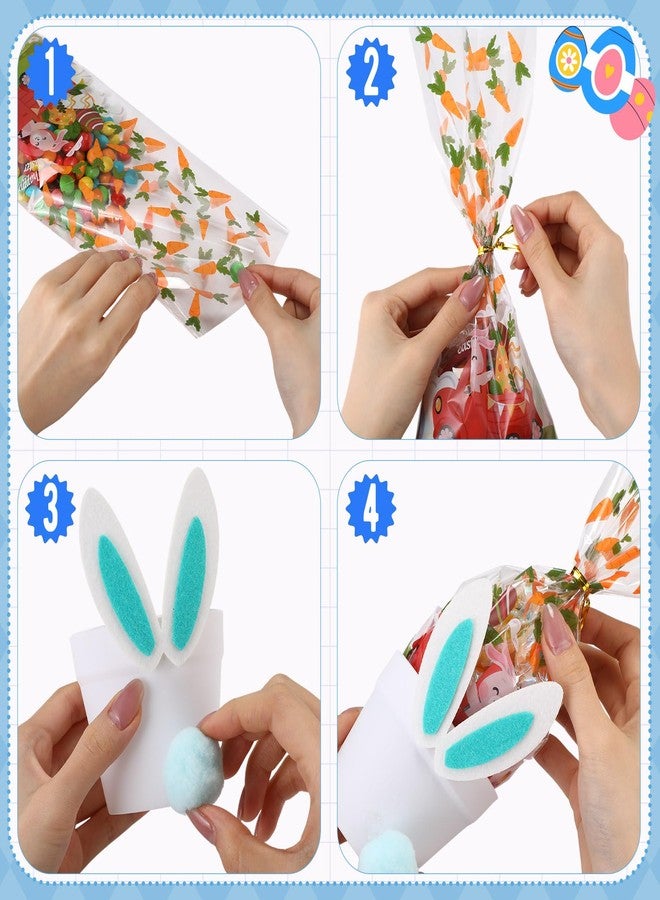 Vertintong 24 Sets DIY Easter Gifts Bunny Crafts Easter Decoration with 24 Pots 24 Rabbit Ear Felt 36 Bunny Egg Chick Goodie Bags 24 Pom Poms for School Family Activities Spring Party Favors - Image 3