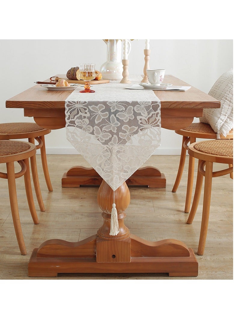 Lace sideboard cover cloth household long table runner table cloth American pastoral long table decoration shoe cabinet dustproof cover towel 30*180cm  - Image 1