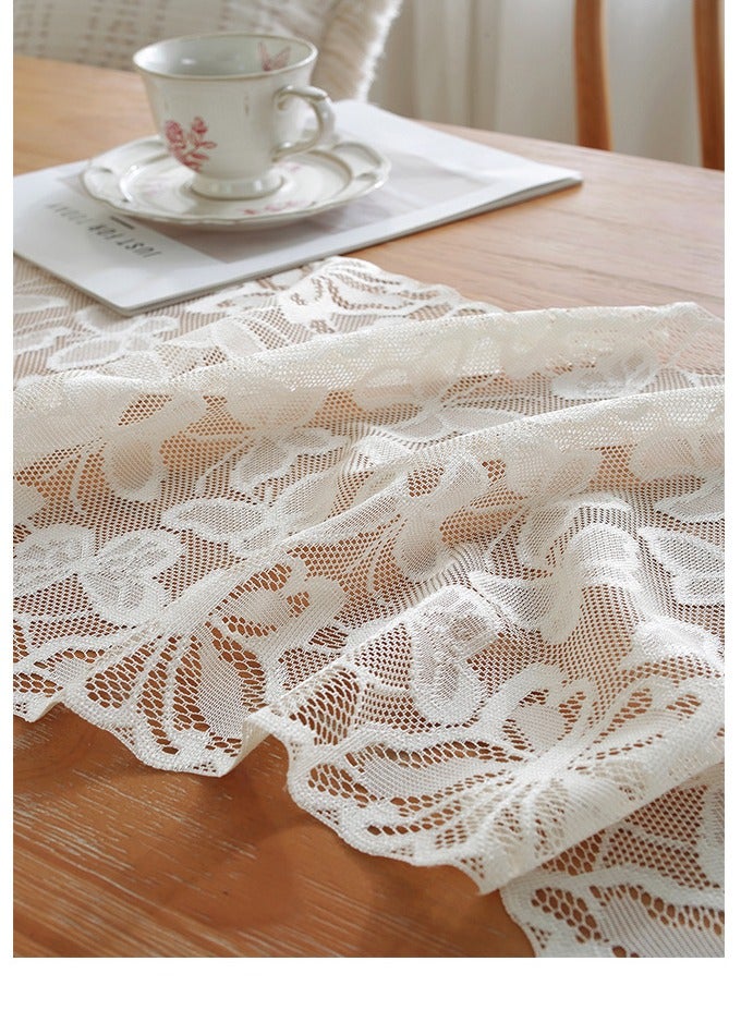 Lace sideboard cover cloth household long table runner table cloth American pastoral long table decoration shoe cabinet dustproof cover towel 30*180cm  - Image 2