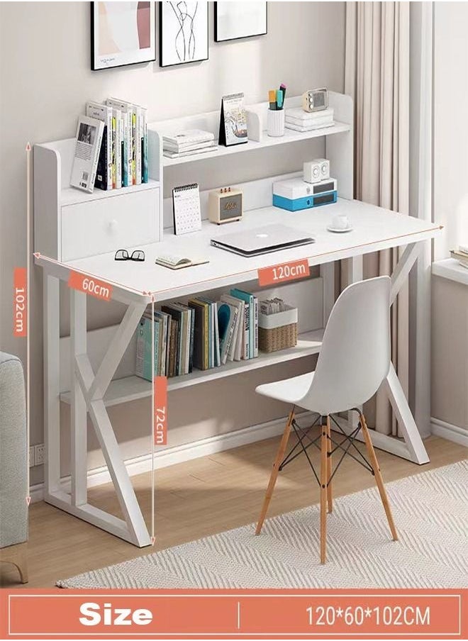 fashionhome - New Design Household Computer Desktop and Bookshelf Combination Storage Writing Table 120 x 60 x 102 cm - Image 1