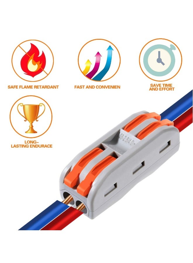 Topleo 50PCS Conductor Compact Connectors Lever Wire Nut Electrical Connectors with Fixed Base for 2 Circuit Inline Splices 28-12 AWG - Image 4