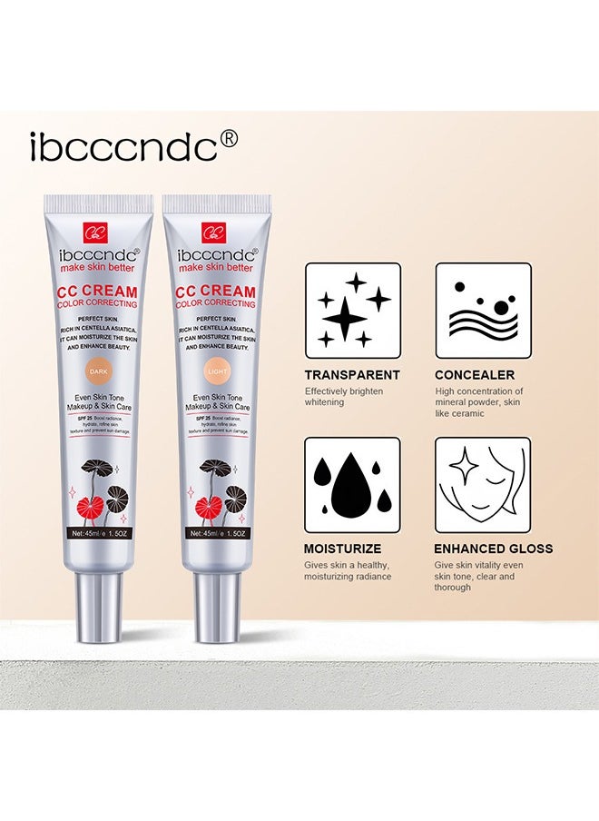 ibcccndc CC Cream Color Correcting with Centella, Multi-Purpose Skin Tone Adjusting CC Cream Concealer, SPF 25 Sunscreen Moisturizing Pre-Makeup Primer, Coverage Lightweight Foundation, Even Skin Tone (Light)  - Image 4