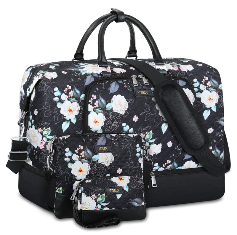 TIBES Travel Weekender Bag for Women, 21" Overnight Bag with Shoe Compartment 50L Large Travel Duffel Bag Carry On Tote for Weekend, Overnight, Business Trips, Water Resistant - Image 1