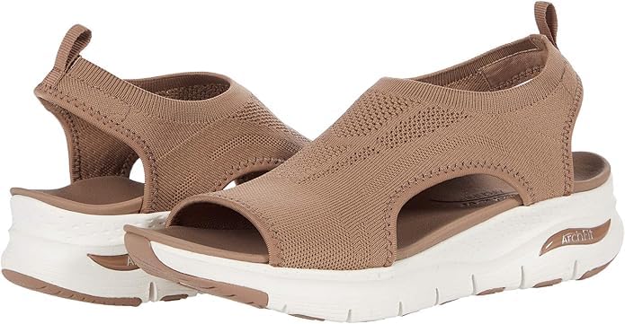 Skechers Women's Arch Fit - City Catch Womens Knit Slip-On Sandals, Mocha, 11 - Image 3