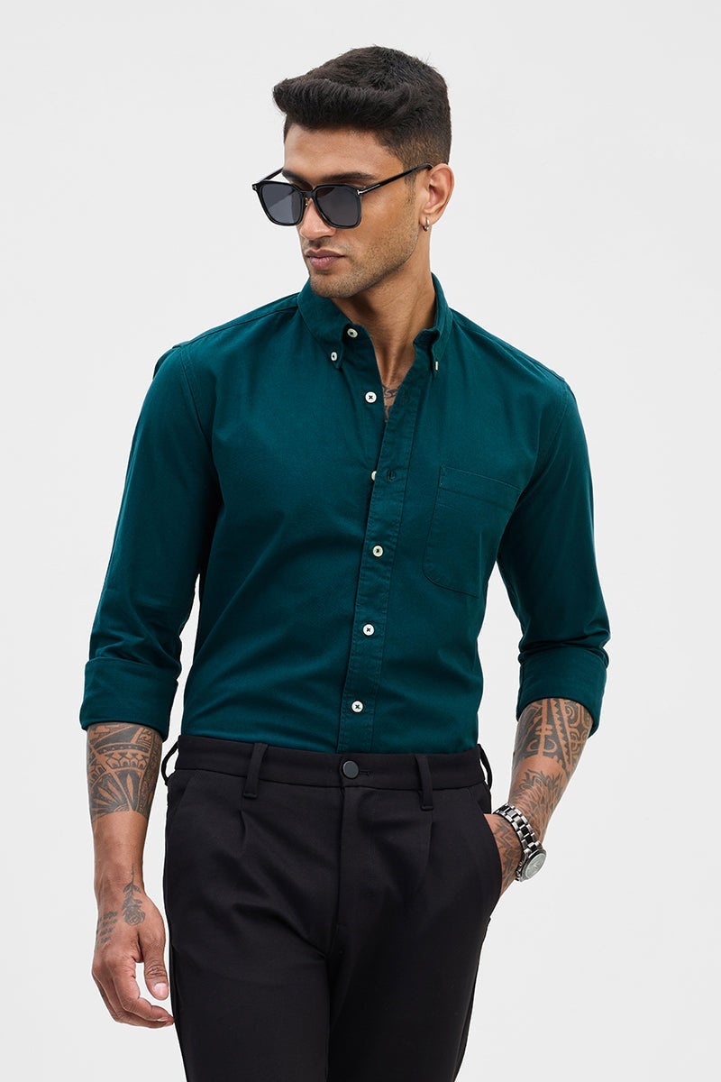 SNITCH Teal Slim Fit Shirt - Image 4