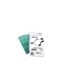 Rexel 100 Piece Copy King A4 Punched Glass Clear Pockets With Green Spine 