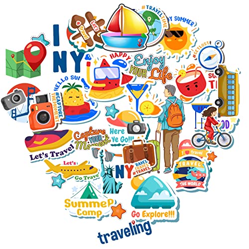 iberry's 50 pcs Stickers for Laptop Mobile Phones Computer Bicycle Luggage Scrapbooks Gadgets Waterproof Stickers|Travel Quotes, Luggage tag Stickers|Laptop Sticker-Set of 50 Stickers (09) - Image 1