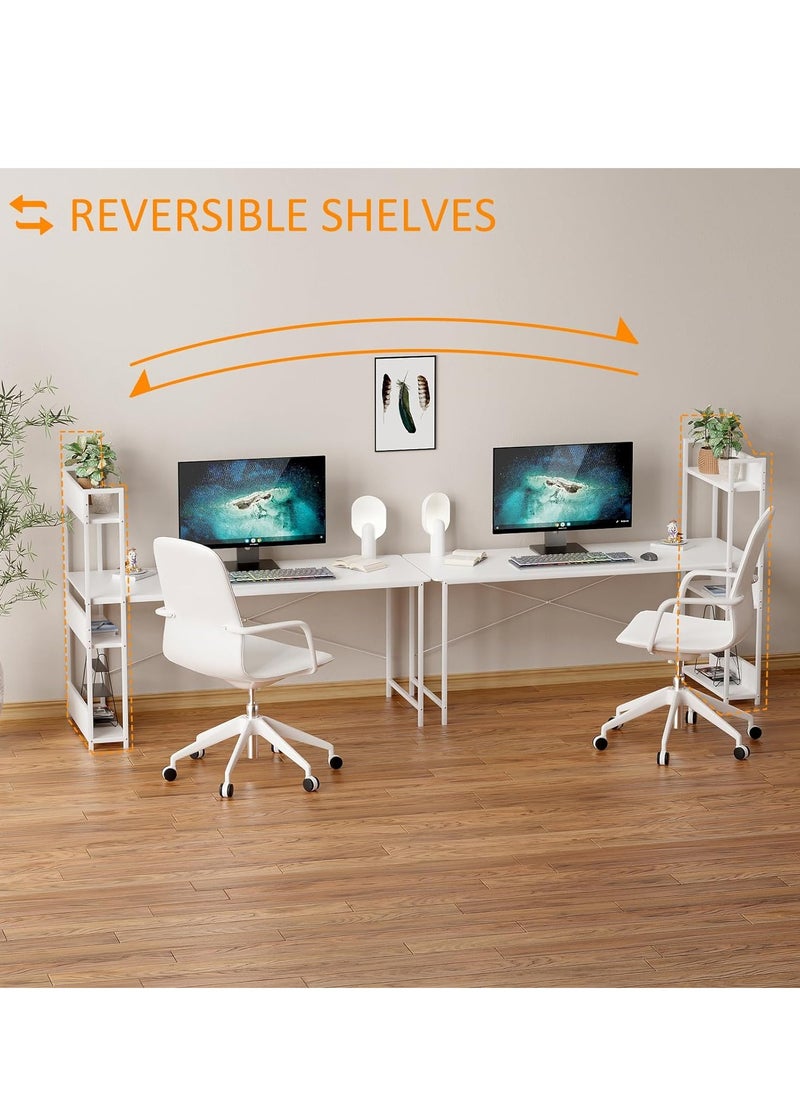 ZUIHAO - Home Office Writing Computer Desk Modern Simple Study Table with 4 Tier Shelves 110x60x111cm - Image 1