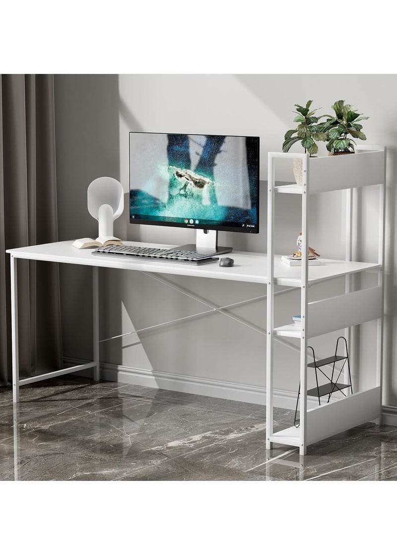 ZUIHAO - Home Office Writing Computer Desk Modern Simple Study Table with 4 Tier Shelves 110x60x111cm - Image 1