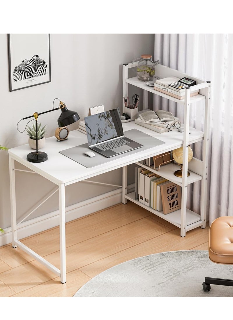 ZUIHAO - Home Office Writing Computer Desk Modern Simple Study Table with 4 Tier Shelves 110x60x111cm - Image 1