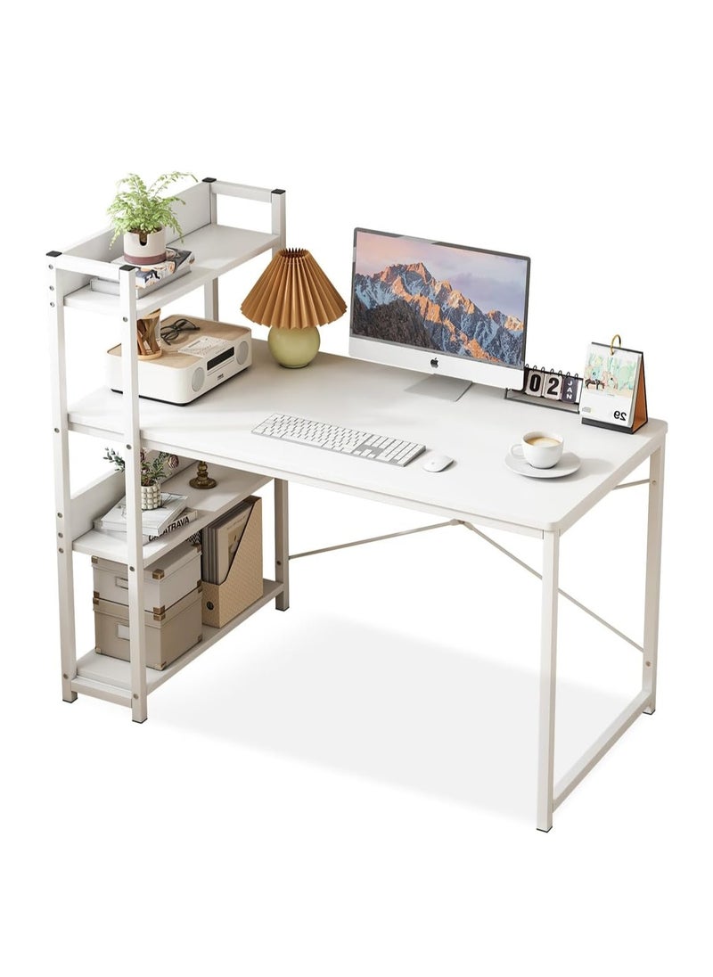 ZUIHAO - Home Office Writing Computer Desk Modern Simple Study Table with 4 Tier Shelves 110x60x111cm - Image 1