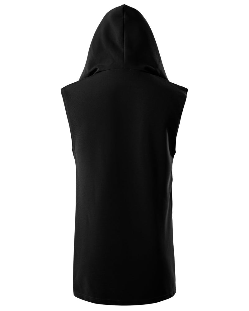 GIVON Mens Sleeveless Ruffle Shawl Collar Cardigan with Pockets / DCC035-BLACK-M - Image 3