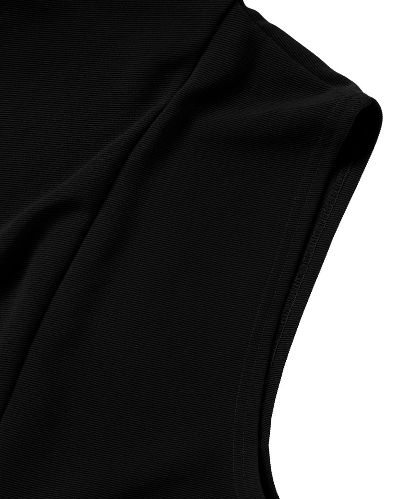 GIVON Mens Sleeveless Ruffle Shawl Collar Cardigan with Pockets / DCC035-BLACK-M - Image 4