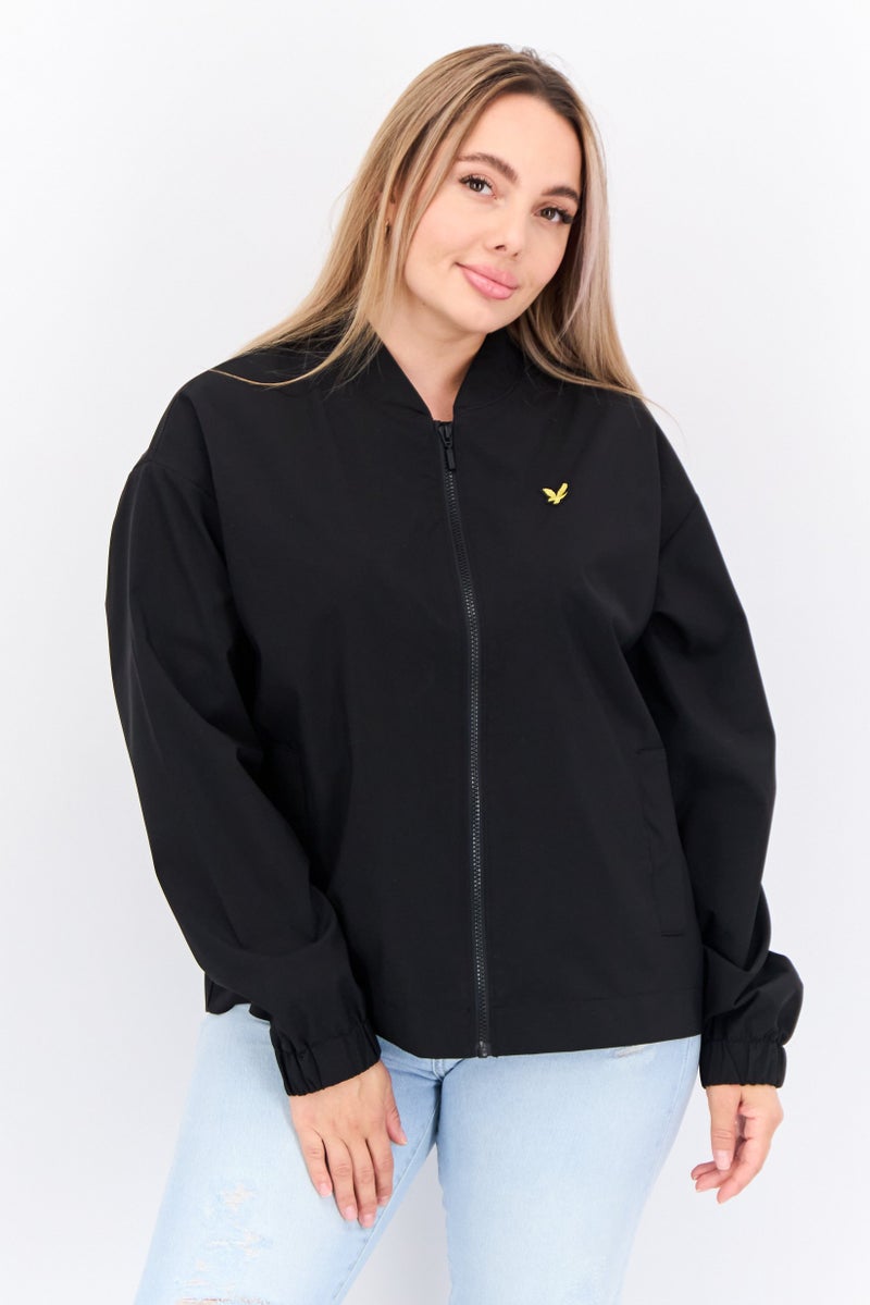 Lyle & Scott Women Embroidered Logo Bomber Jacket, Black - Image 1