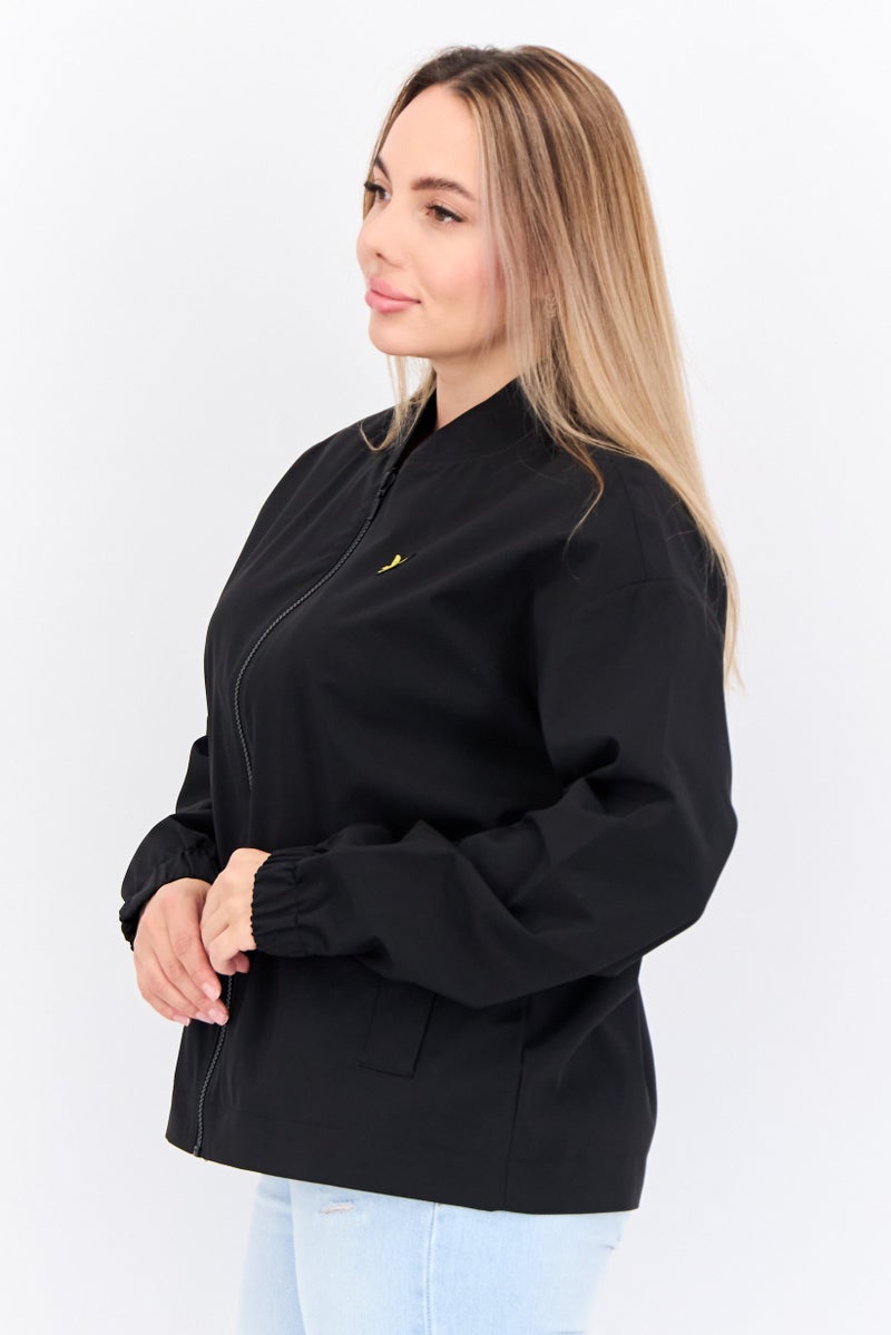 Lyle & Scott Women Embroidered Logo Bomber Jacket, Black - Image 3