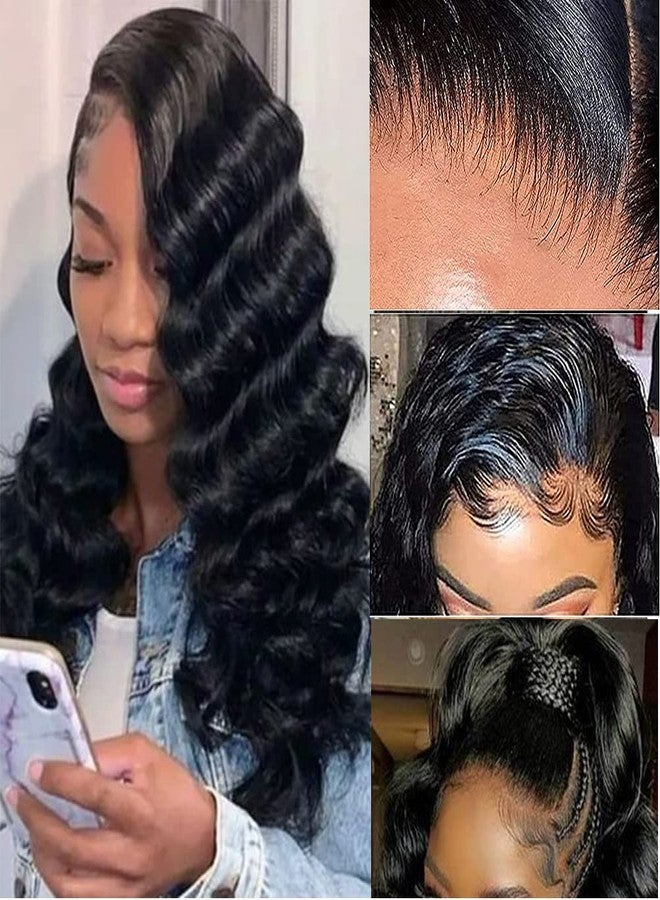 بورتو شعر مستعار Bworto ذو تموجات عميقة فضفاضة ومجعدة 13x4 مع مقدمة دانتيل من شعر بشري طبيعي، خط شعر طبيعي، أسود طبيعي (لون طبيعي، 24 بوصة) - Image 2