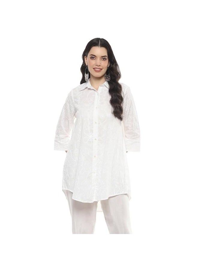 BIBA Women Cotton Regular Straight Kurti M - Image 1