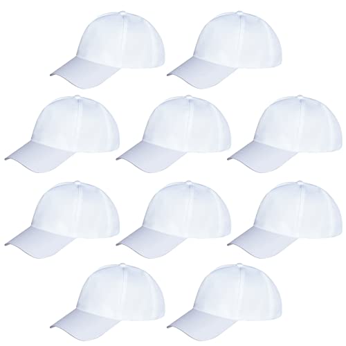 Yookat 10 Pieces Baseball Caps - White DIY Sun Hats for Kids - Image 1