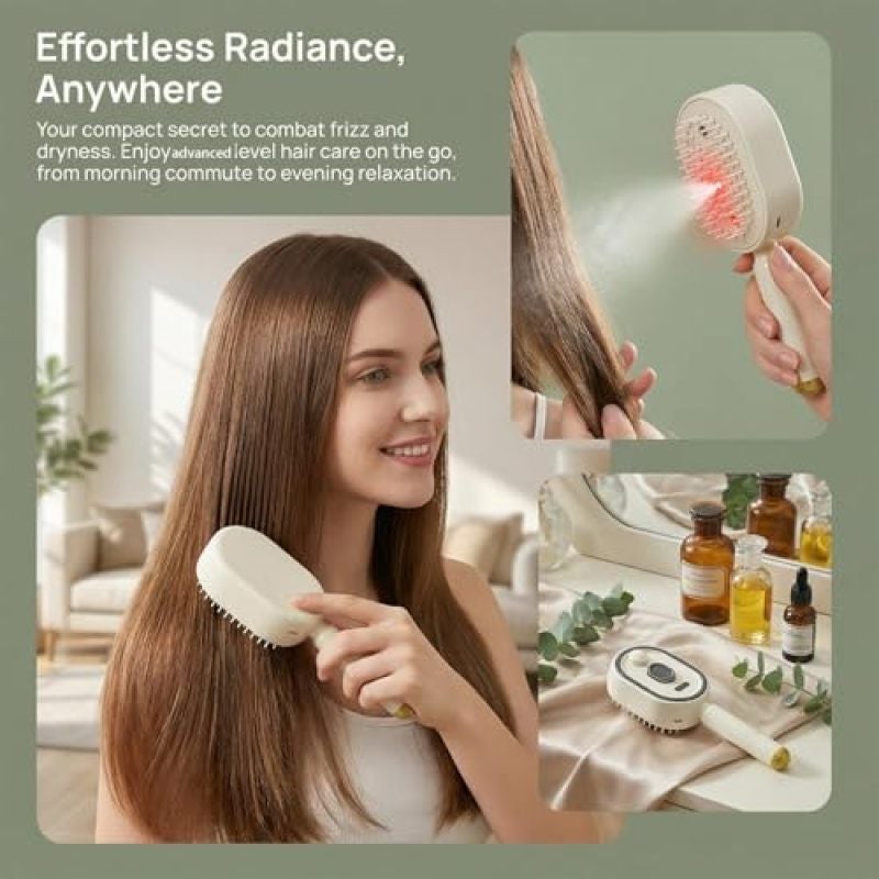 Steam Hair Brush Pink: Seamless Misting For Instant Hydration - Detangling Comfort Anti-Frizz Deep Hydration Electric Steam Brush For Natural Hair, At-Home Routines Office Quick-Fixes Travel Touch-Ups - Image 5