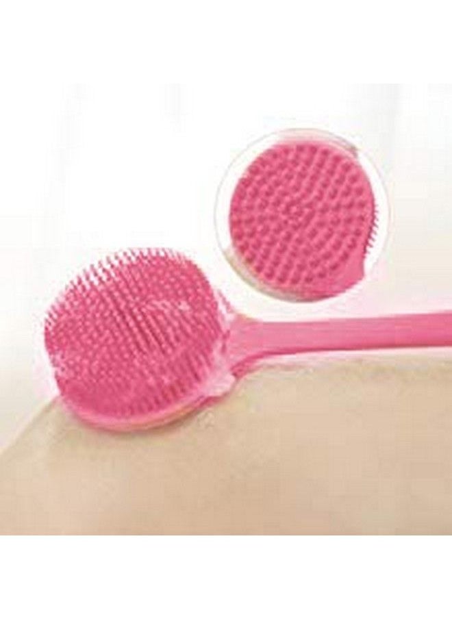 Hari - Slicone Bath Body Brush Exfoliator Back Brush Long Handle For Shower With Soft Bristles Back Scrubber (Pink) - Image 1