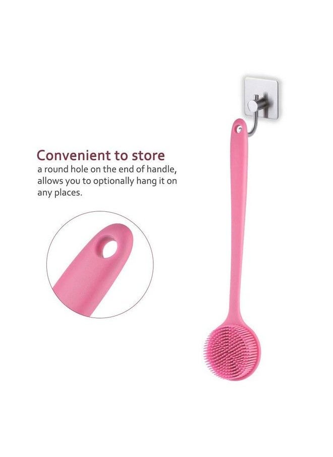 Hari - Slicone Bath Body Brush Exfoliator Back Brush Long Handle For Shower With Soft Bristles Back Scrubber (Pink) - Image 1
