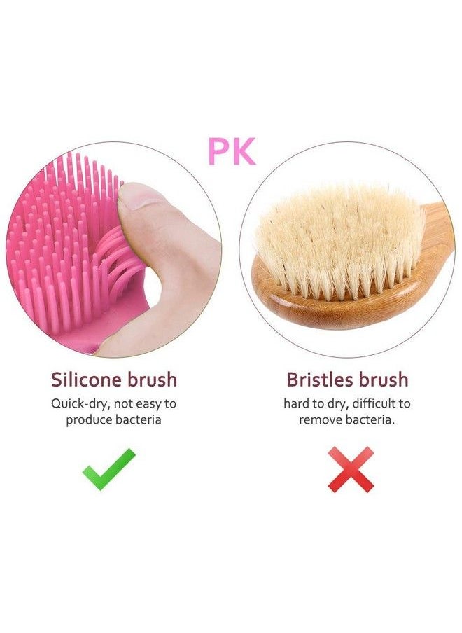 Hari - Slicone Bath Body Brush Exfoliator Back Brush Long Handle For Shower With Soft Bristles Back Scrubber (Pink) - Image 1