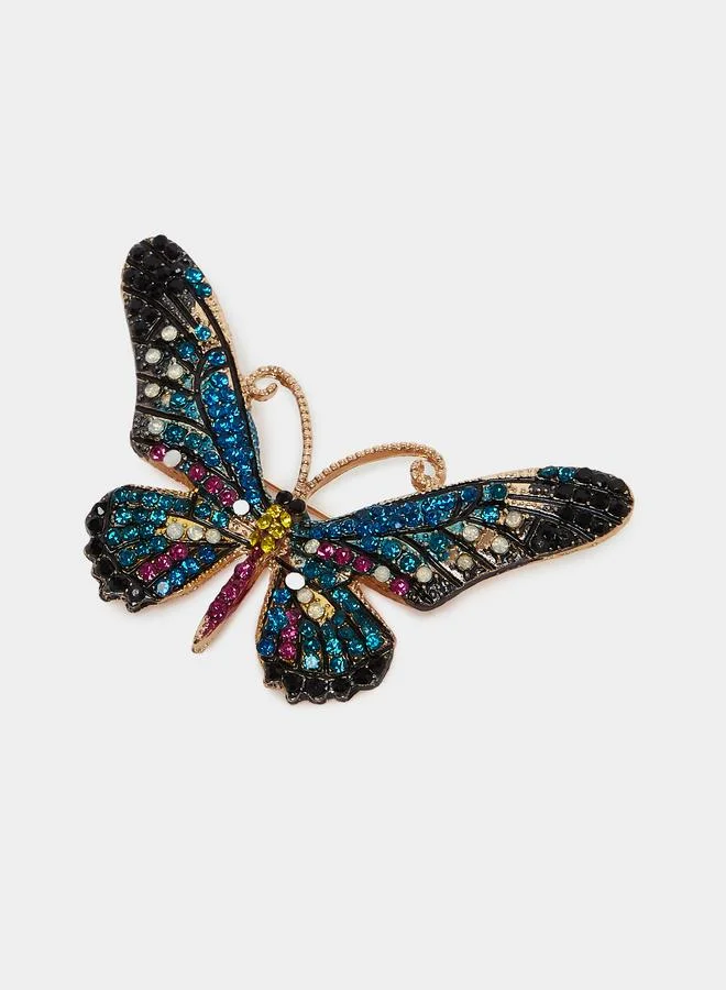 Styli Embellished Butterfly Brooch