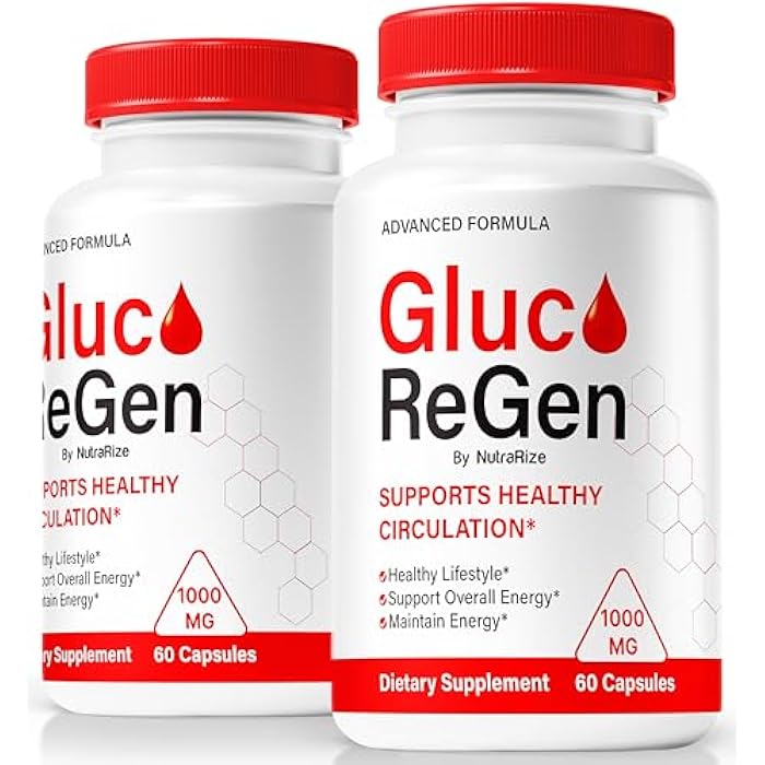 NutraRize (2 Pack) GlucoRegen Pills, Official Gluco Regen Formula, All-Natural Blend to Support Stable Levels & Overall Health, Premium GlucoRegen Pastillas Review (120 Capsules) - Image 1