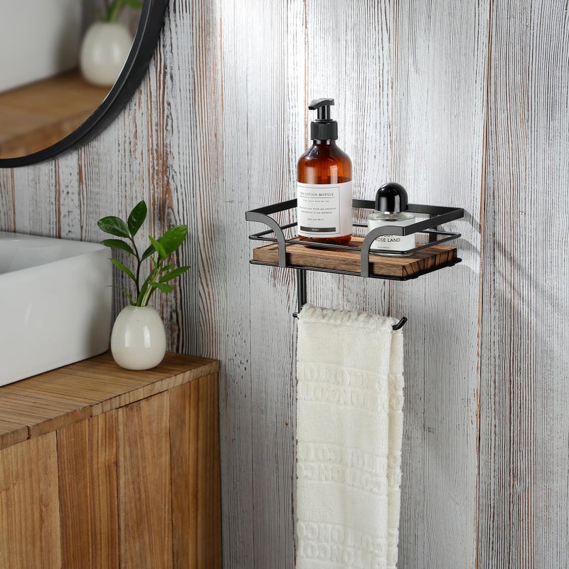 AIDILI Farmhouse Toilet Paper Holder with Shelf, Bathroom Washroom Country Decor Toilet Tissue Paper Roll Holder for Cell Phone&Wipes&Reading (Adhesive & Screw-in Wall Mount) - Image 3