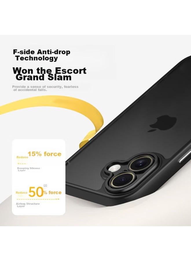 Keklle Iphone 16 Case, Apple 16 Protective Cover, Semi-transparent Frosted Shockproof Anti-fingerprint Full Lens Protection Soft Edge Case, Midnight Black - Image 5